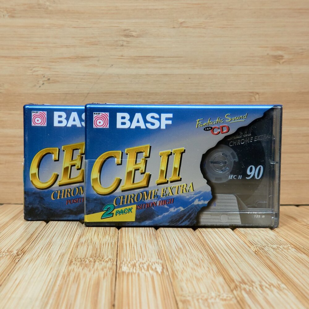 BASF CEII 90 Chrome Extra Audio Cassette New & Sealed, Pack of 2, Made in France